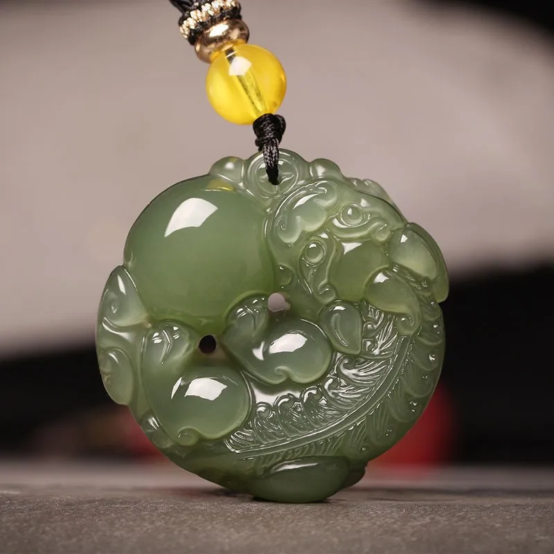 

Ювелирные изделия из натурального нефрита Хэтянь, нефрита, зеленого озера, кулон Pixiu для мужчин и женщин