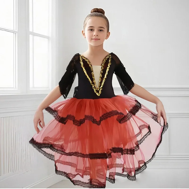 Robe de Ballet pour filles mignonnes pour enfants et femmes, en mousseline de soie blanche, robe Carmen professionnelle pour adultes, robe de danse de ballet moderne f