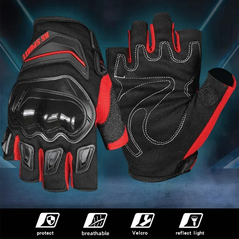 Summer Breathable Anti-fall Men Women Riding Gloves Motocross Half-finger Anti-slip Red/Black High Quality Motorcycle Gloves