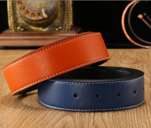 Herren-Gürtel mit 3,7 cm breiter, perforierter Glattschnalle – Modischer, vielseitiger Business-Gürtel mit H-Buchstaben-Ersatzschnalle und separatem Gürtelband – Detail 2