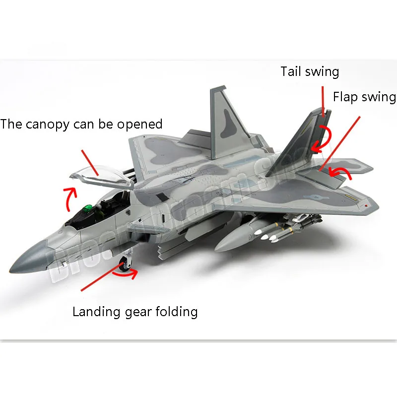 1:72 1:100 F-22 Fighter Alloy Fighter Model Toy Living Room Decoration Collection Holiday Gifts for Boy Model Aircraft Wholesale