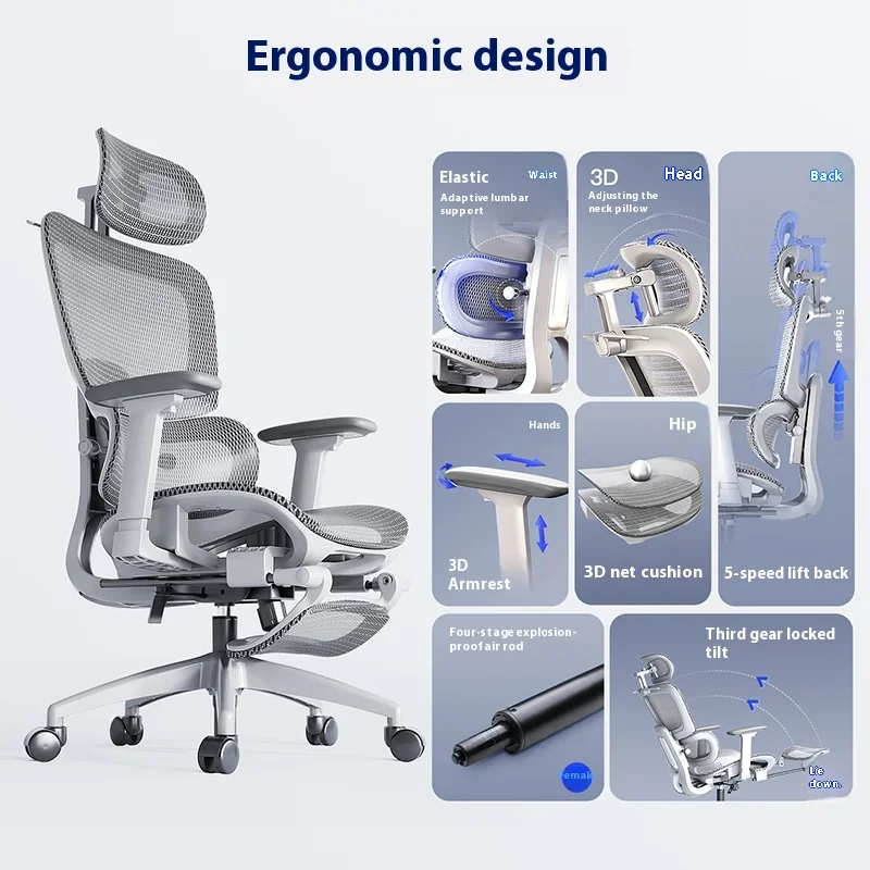

Mesh Ergonomic Arch Chair Foot Rest Seat Depth Adjustment Chairs Headrest Comfprtable Sedia Ergonomica Office Furniture