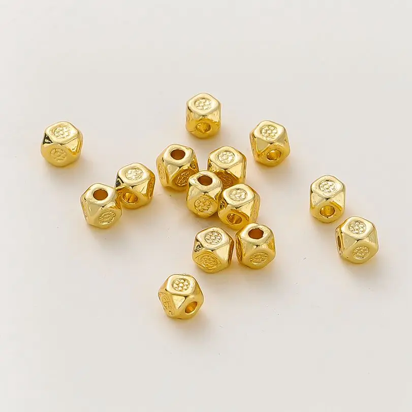 

20pcs/lot 14K 18K Gold Plated 3.5mm Antique Polygon Metal Loose Beads Seed Beads For DIY Jewelry Necklace Earing Accessories