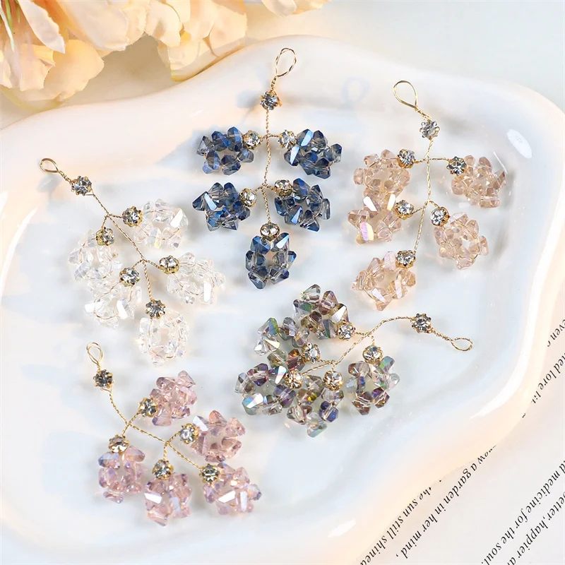 

Wholesale 20pcs/lot color glass beads handmade weaves cartoon Branch shape flowers diy jewelry garment hair accessory