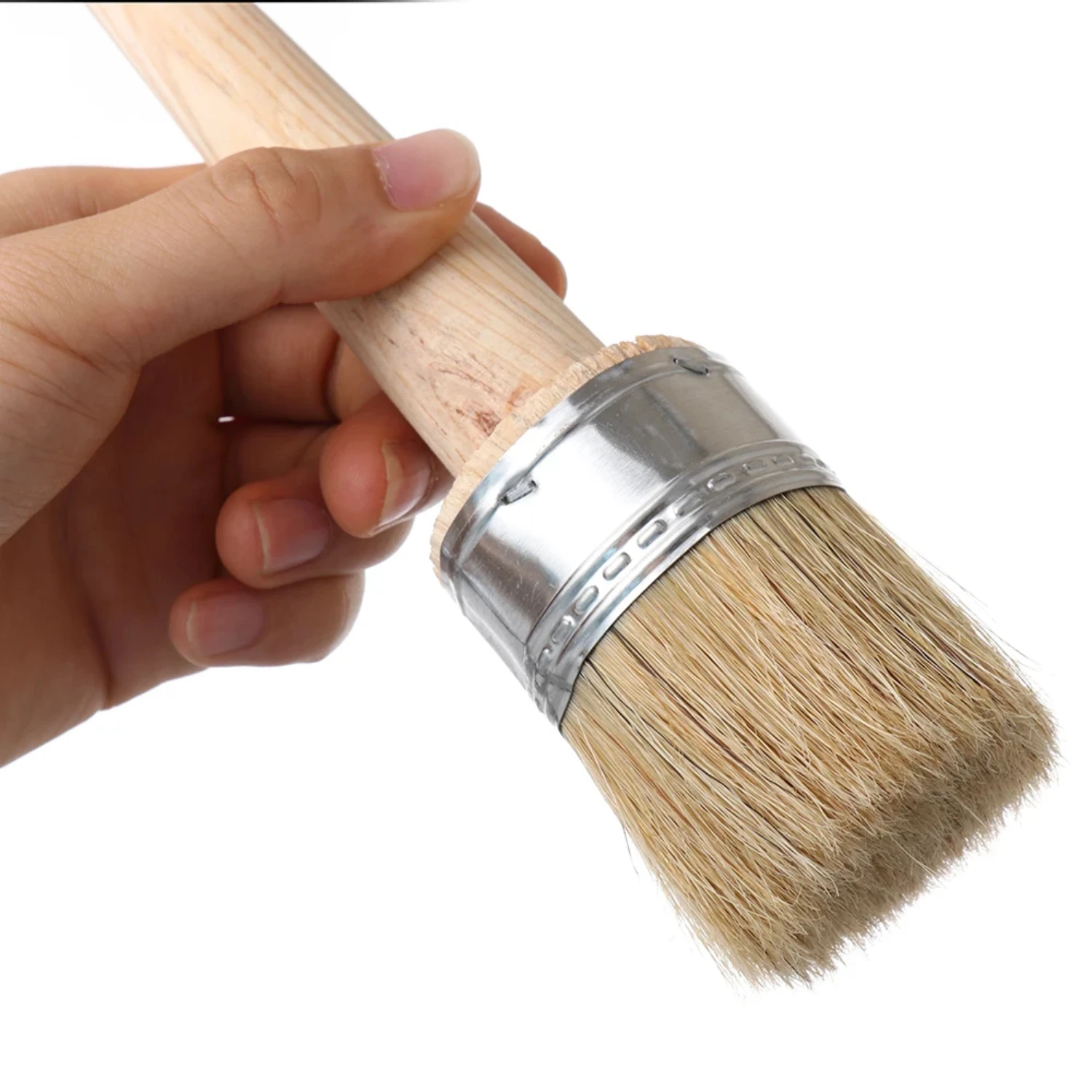 1PC Wood Handle with Natural Bristles Chalk Oil Paint Wax Brush  Stencils art  Decor Paint Brush Car Cleaning Brush