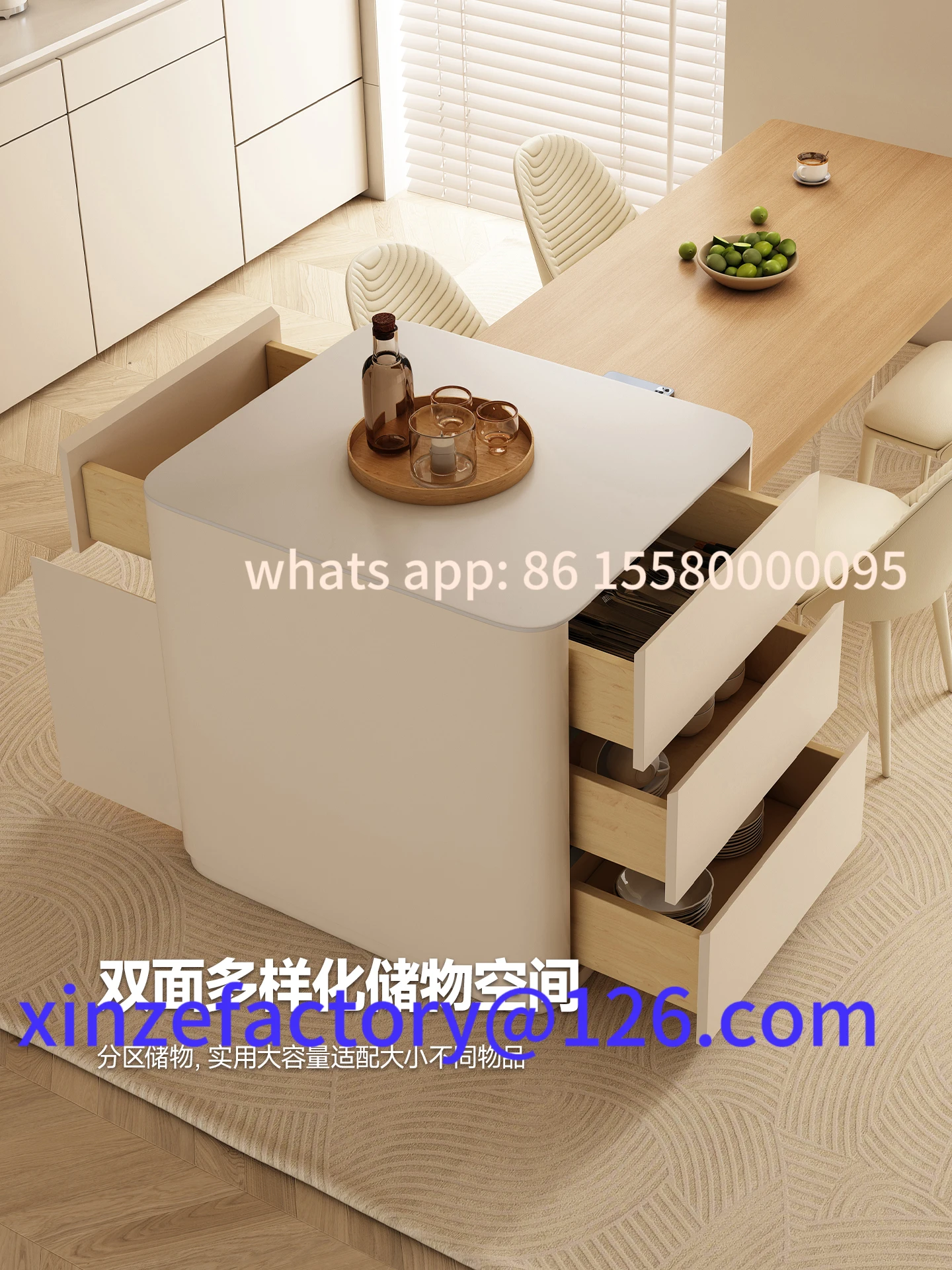 Anpassbarer Log-Insel-Esstisch mit integrierter Bar