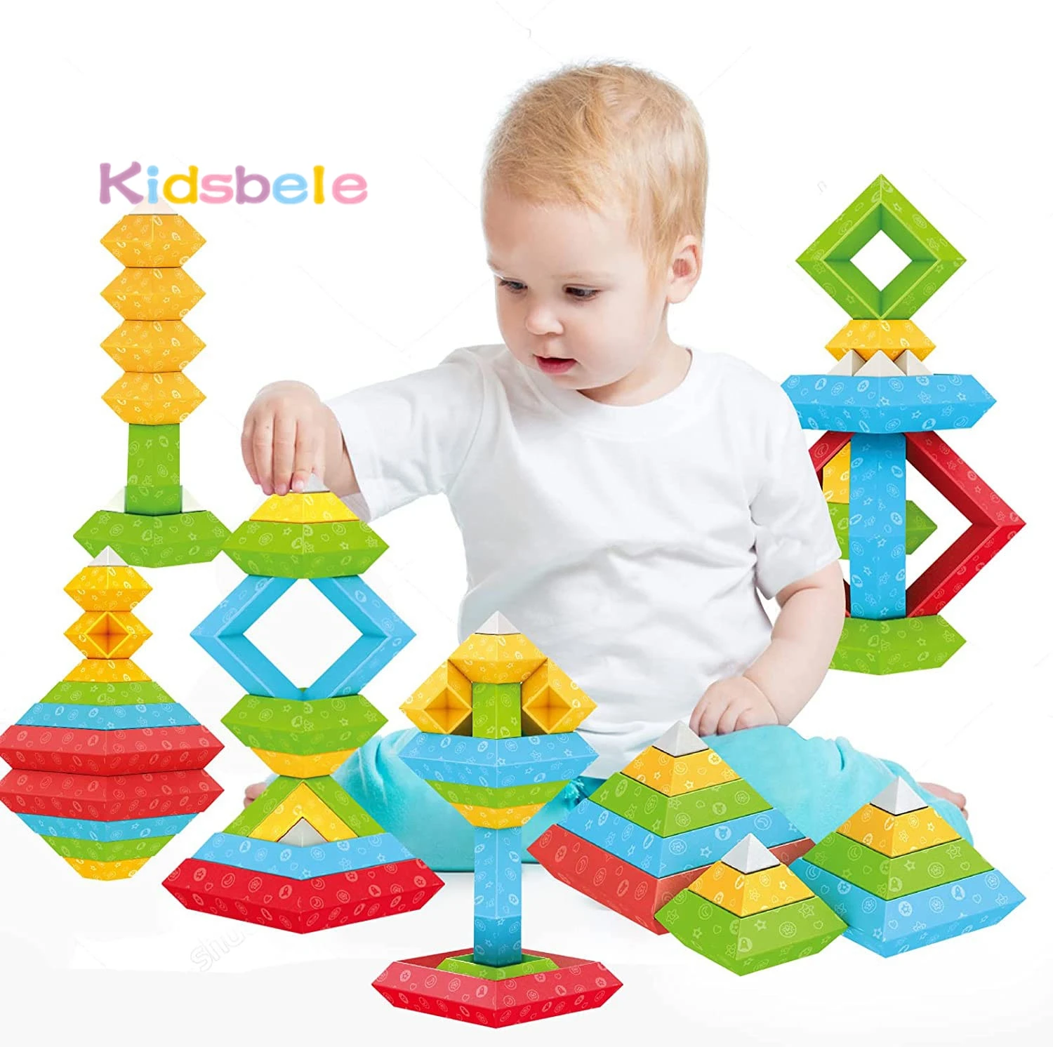 30Pcs Pyramid Stacking Toy Building Blocks Montessori Educational Toy Kids Imagination Logic Baby Sensory Toys Christmas Gifts