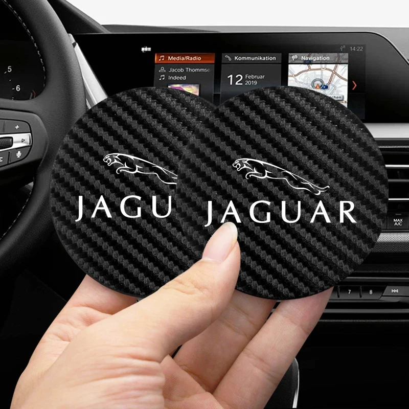 2PCS Car Cup Slot Non-Slip Mat Auto Accessories For Jaguar XE XF XJ F-Type F-Pace XKR XEL XFL S F XK XJL XJ6 XJS E-Pace I-Pace