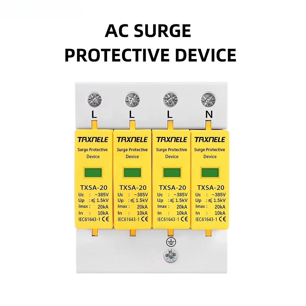AC SPD Din Rail 20 40 30 60KA 4P 385V House Lightning Surge Protector Protection Protection Low Voltage Arrester Device
