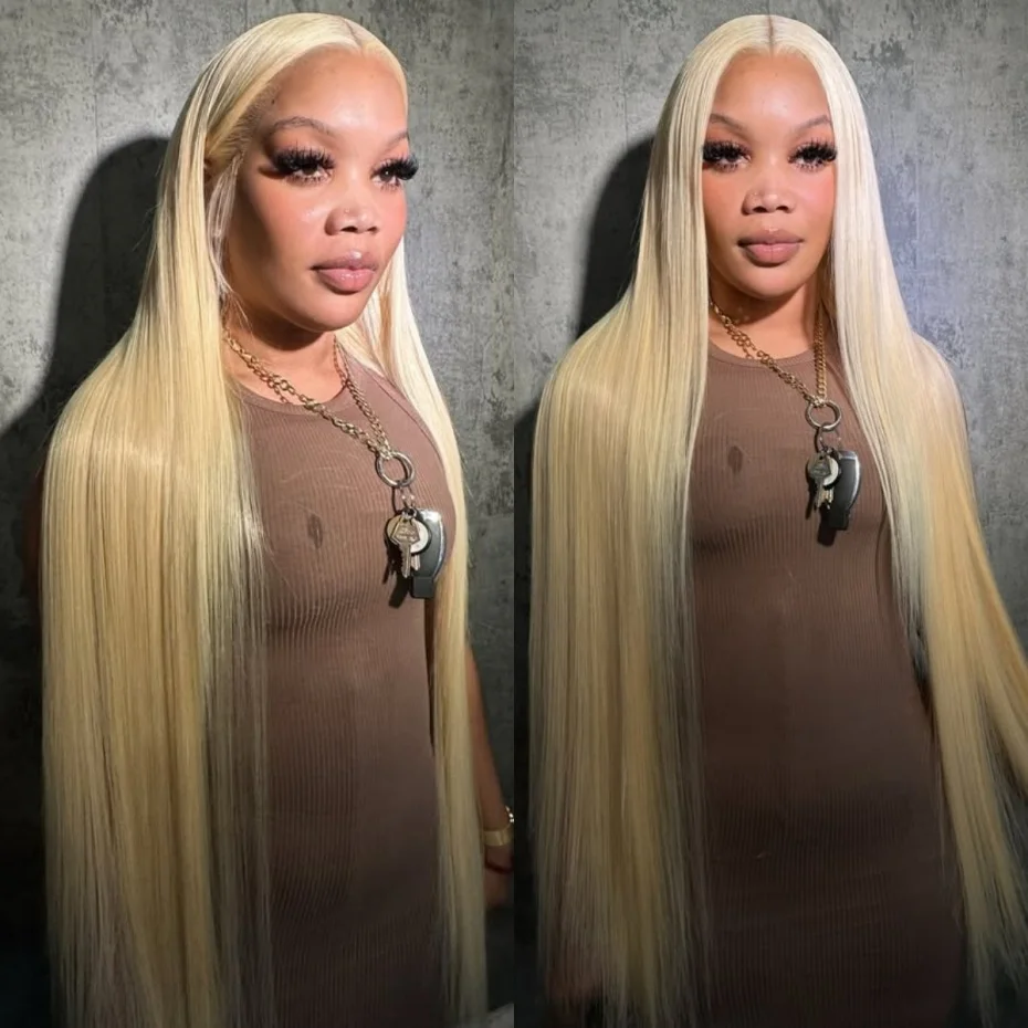 Bone Straight 13x4 13x6 Transparent Lace Front Human Hair Wigs Pre Plucked 613 Blonde Color 360 Full Lace Frontal Wig 40 42 inch