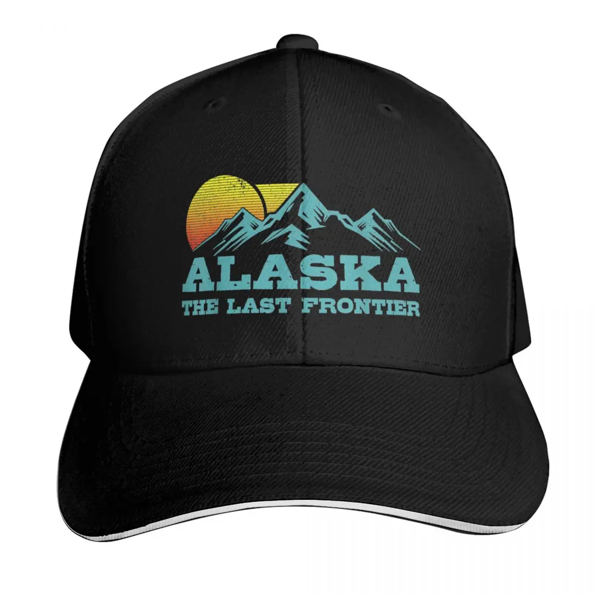 ALASKA THE LAST FRONTIER Baseball Cap Cotton Twill Breathable Contrast Two Tone Brim Snapback Flat Bill