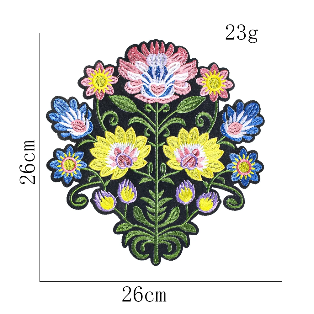 Herzblumenstrauß Bestickter Aufnäher zum Aufbügeln oder Aufnähen, Ethnische Blumenapplikation für Jacke, Hoodie, Pullover, Ethnisches Dekor, Geschenk für Frauen – Detail 5