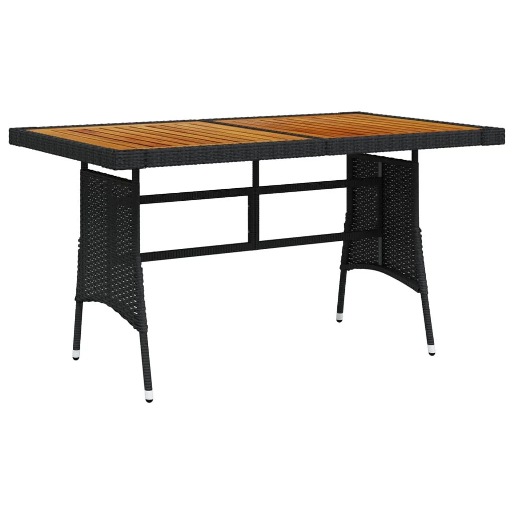 

Garden Dining Table, Poly Rattan & Solid Acacia Wood Outdoor Table , Patio Furniture Black 130x70x72 cm