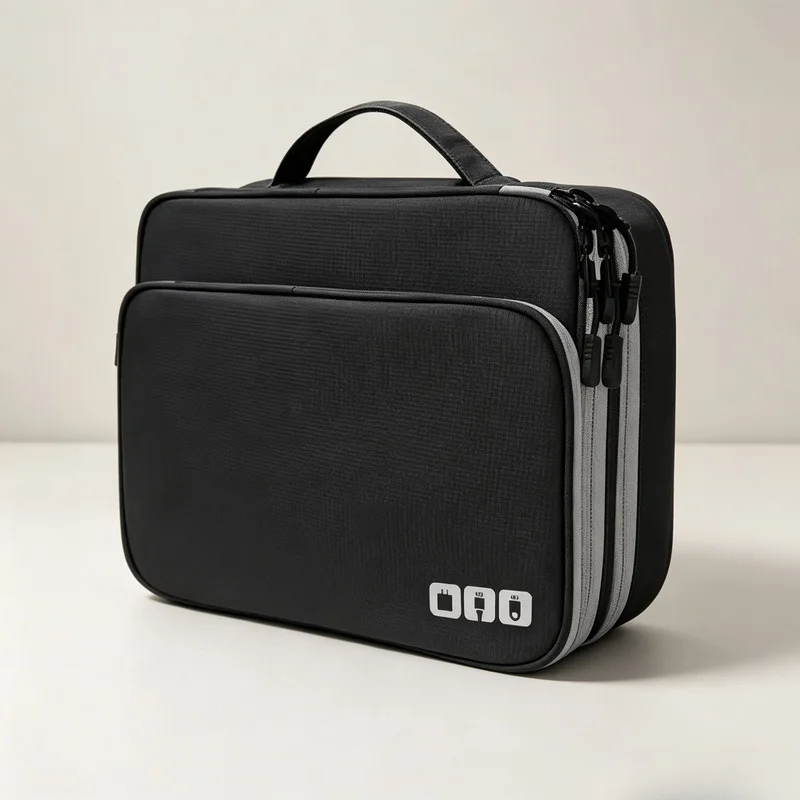 Multi‑Layer Electronic Organizer Pouch, Portable Travel Storage Bag for USB Cables & Digital Accessories