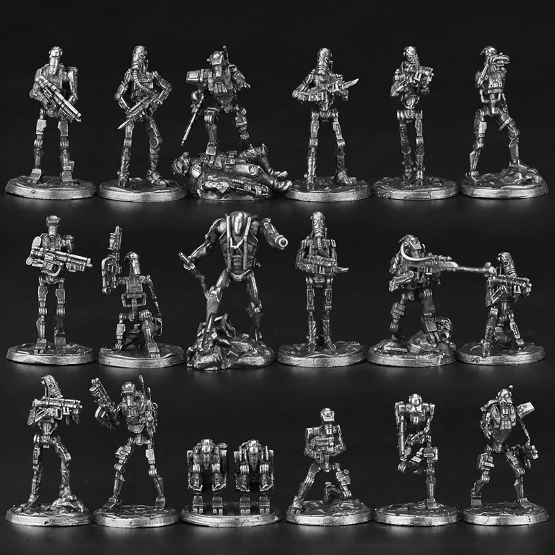 Metal Cupronickel Robot Soldier Model Action Figures Board Game Piece Miniature Ornament Accessories Desktop Car Interior Decor