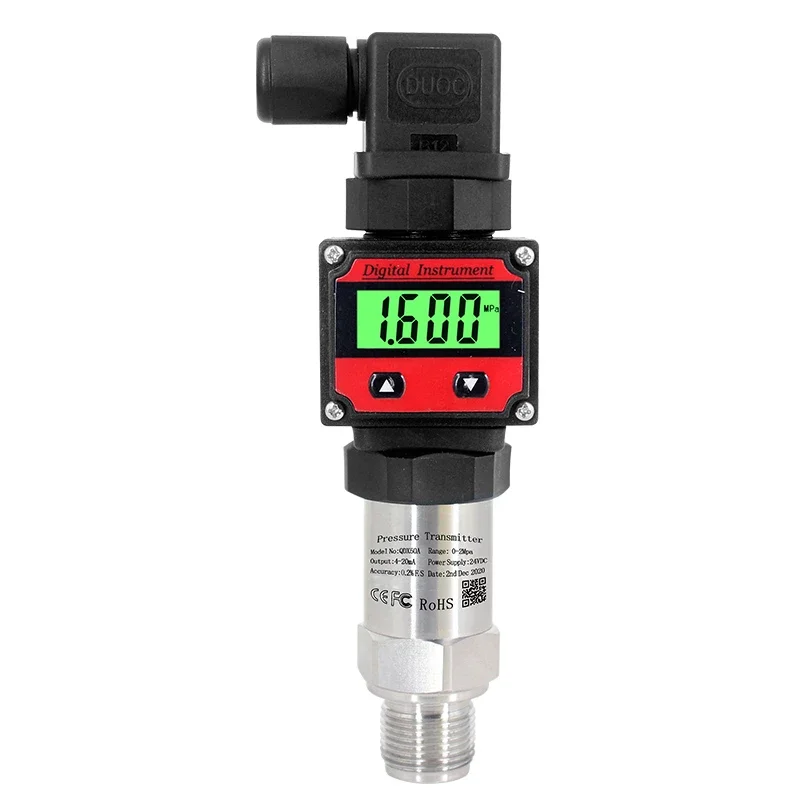 4-20mA LCD Pressure Transmitter 4-20ma 5V 10V Output Sensor Water Oil Gas -1-0-1000bar Pressure Measurment G1/4 Transducer