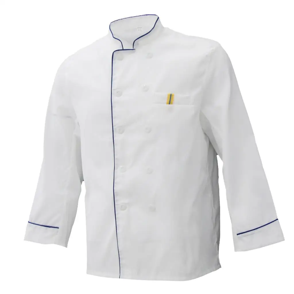 Unisex Long Sleeve Chef Clothes Double Breast Work Uniform Professional Coat for Hotel Restaurant Kitchen