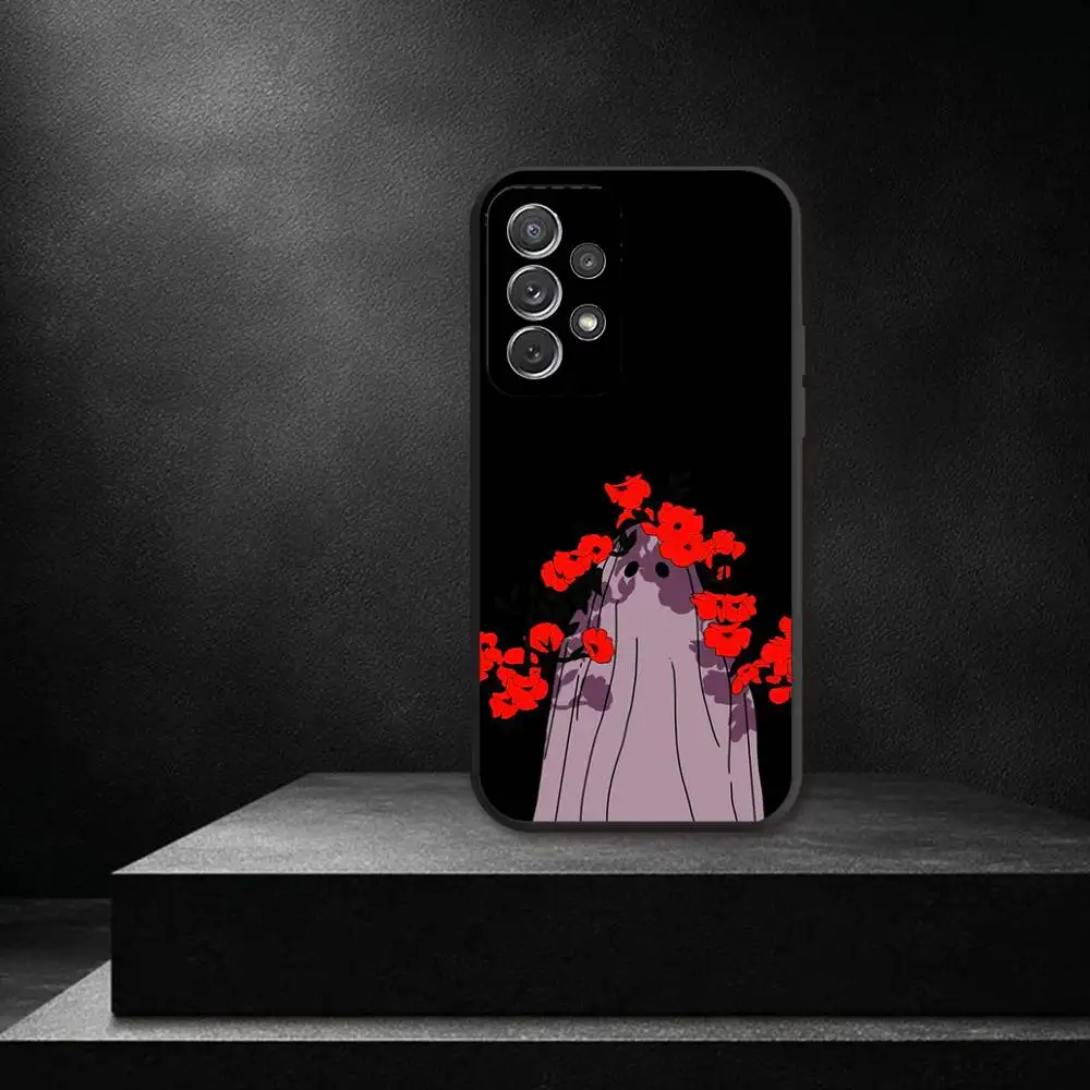 Чехол для телефона H-Halloween Cute Ghost для Samsung S 25,24,23,22,30,21,10,9,Ultra,Plus,Lite,FE,4,5G, черный мягкий чехол