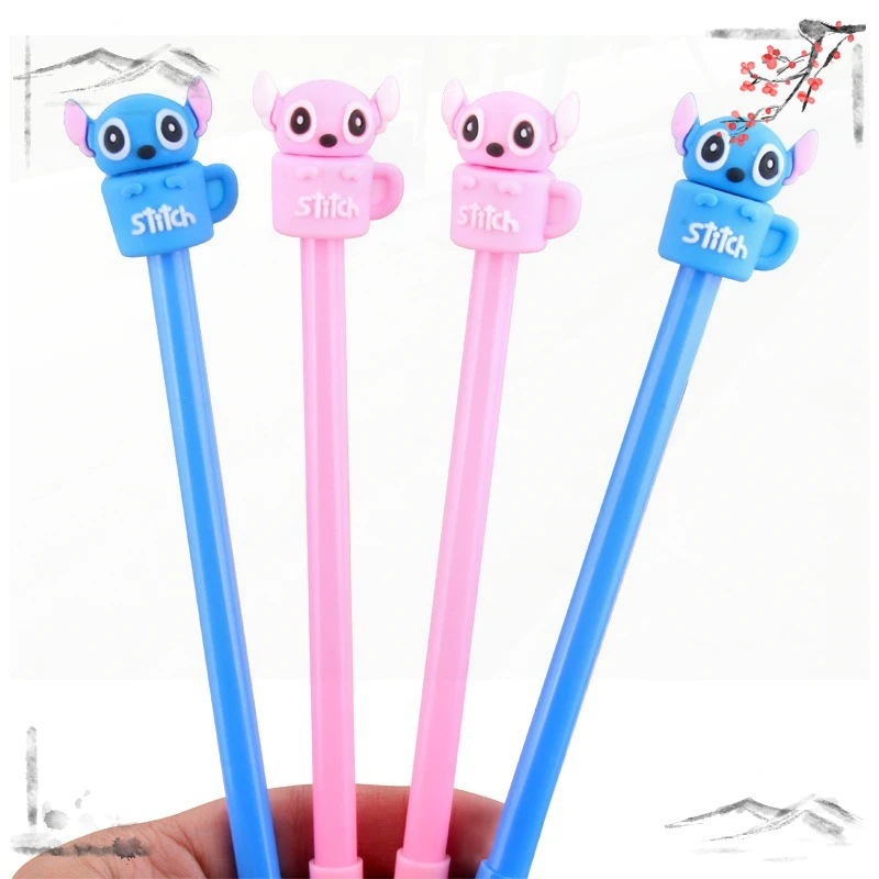 24 Pcs Cartoon Creative Cup Blue Pink Dog Neutral Pen Big Ear Cat Pen Student Stationery