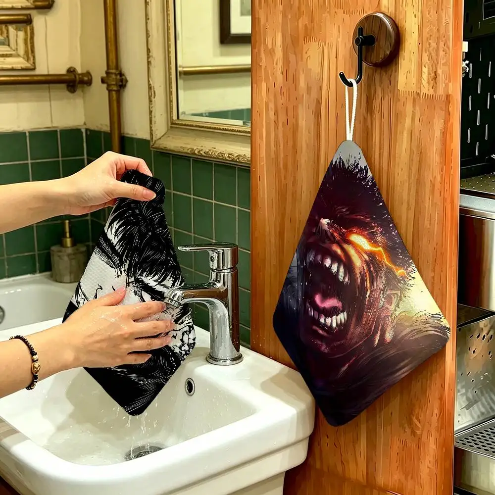 

Kawaii Mami Tomoe Hanging Polyester Cotton Towel, Reusable Hand Wiping Cloth, Wear Resistant for Home Kitchen Sink