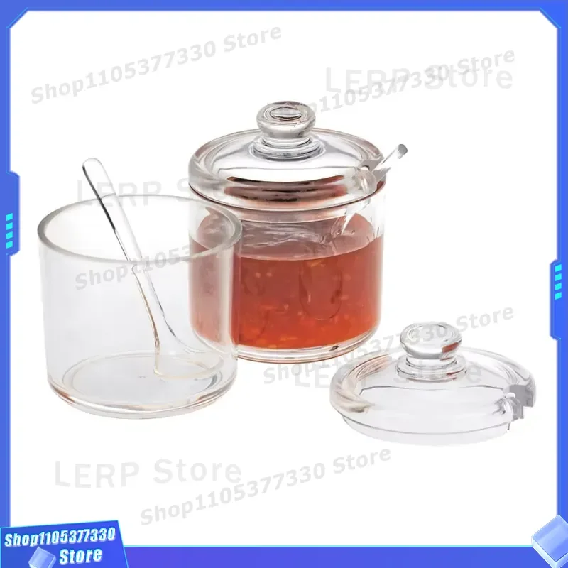 Clear Acrylic Condiment Jar Set for Hotel Kitchen Transparent Sugar Salt Pepper Sauce Storage Box Organizer Container Hotel