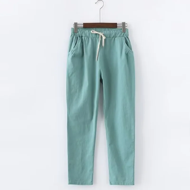 Summer Clothes Women Pants Linen Cotton Casual  Pants Candy Color Trousers Female Anklelength Length Pants Harajuku Pantalones