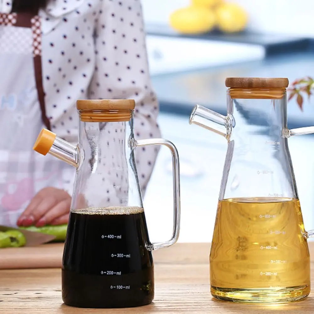 New Food-grade Oil Dispenser Bottle Large Capacity 900/1000ML Oil Storage Container Leak-Proof Glass Oil Pot Kitchen Tools