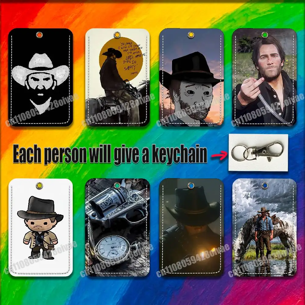 R-Red Dead Redemption Morgan RDR2 für Ausweishalter, Kreditkartenhalter, Bankkartenhalter, Ausweistasche, Schlüsselanhänger