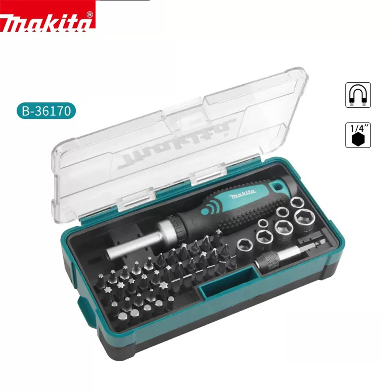 Japan Makita Ratchet Wheel Screwdriver 47 PCS Set Hex Socket Plum Screwdriver Head Socket Wrench Extension Bar Composition Tools