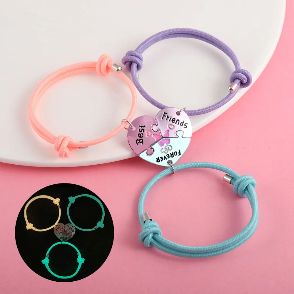 Lovecryst 3 قطعة/المجموعة الأزياء على شكل قلب خياطة أفضل صديق للأبد سوار BFF الصداقة مجوهرات هدايا للفتيات #1