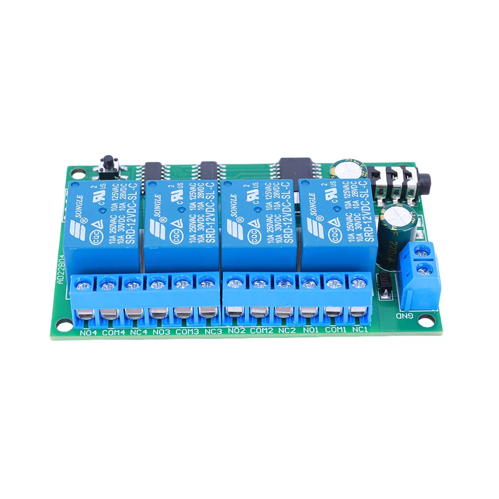 

AD22B04 4CH DTMF Audio Controller Decoder Relay Non-Locking/Self-Locking/Interlocking/Time Delay for LED Motor Smart Home