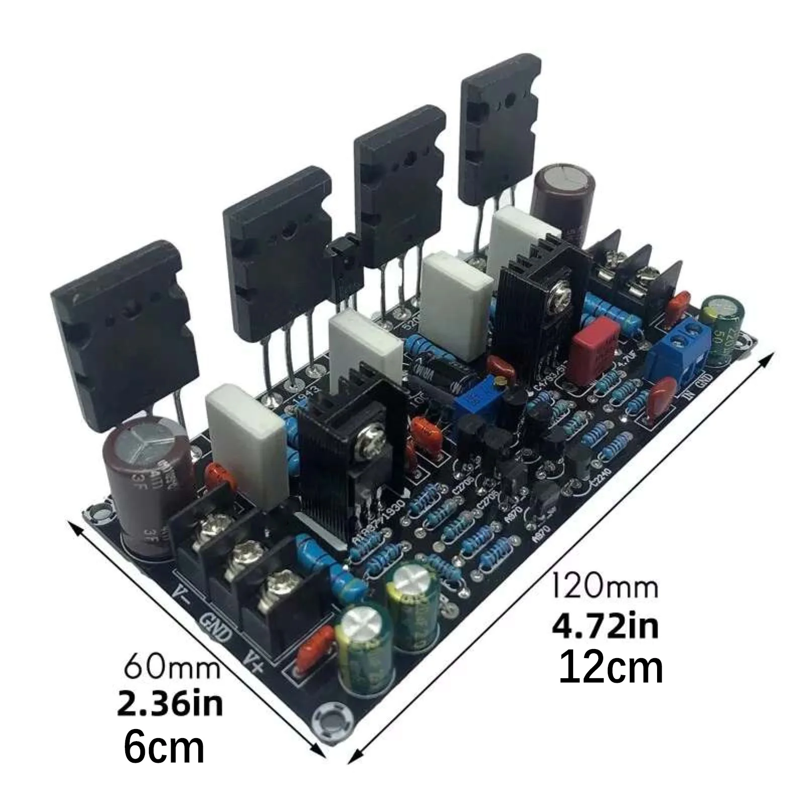 200W Mono Amplifier Board 1943+5200 HiFi Power Amp Module DC±20-90V 300W Max for Speaker DIY Home Theater