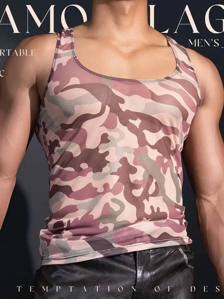 New Sleeveless Vest Sports Style T-shirt Cross Strap Men's Top Lightweight Breathable Men's Sexy Underwear T-shirt Handsome NECL