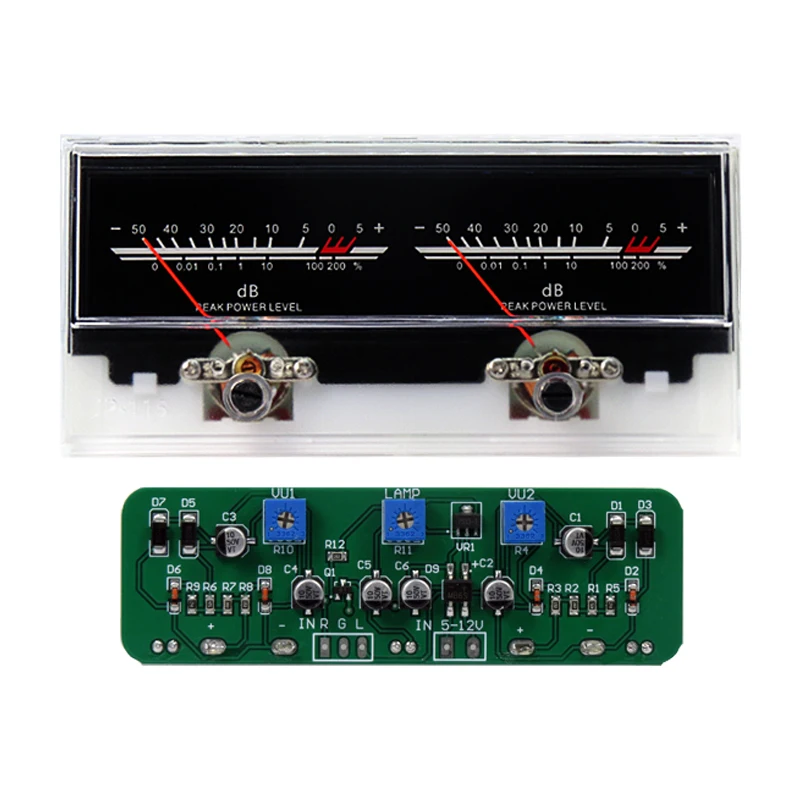 Dual-pin Vu level meter audio meter Vu level DB level sound pressure audio power meter with power amplifier rear driver