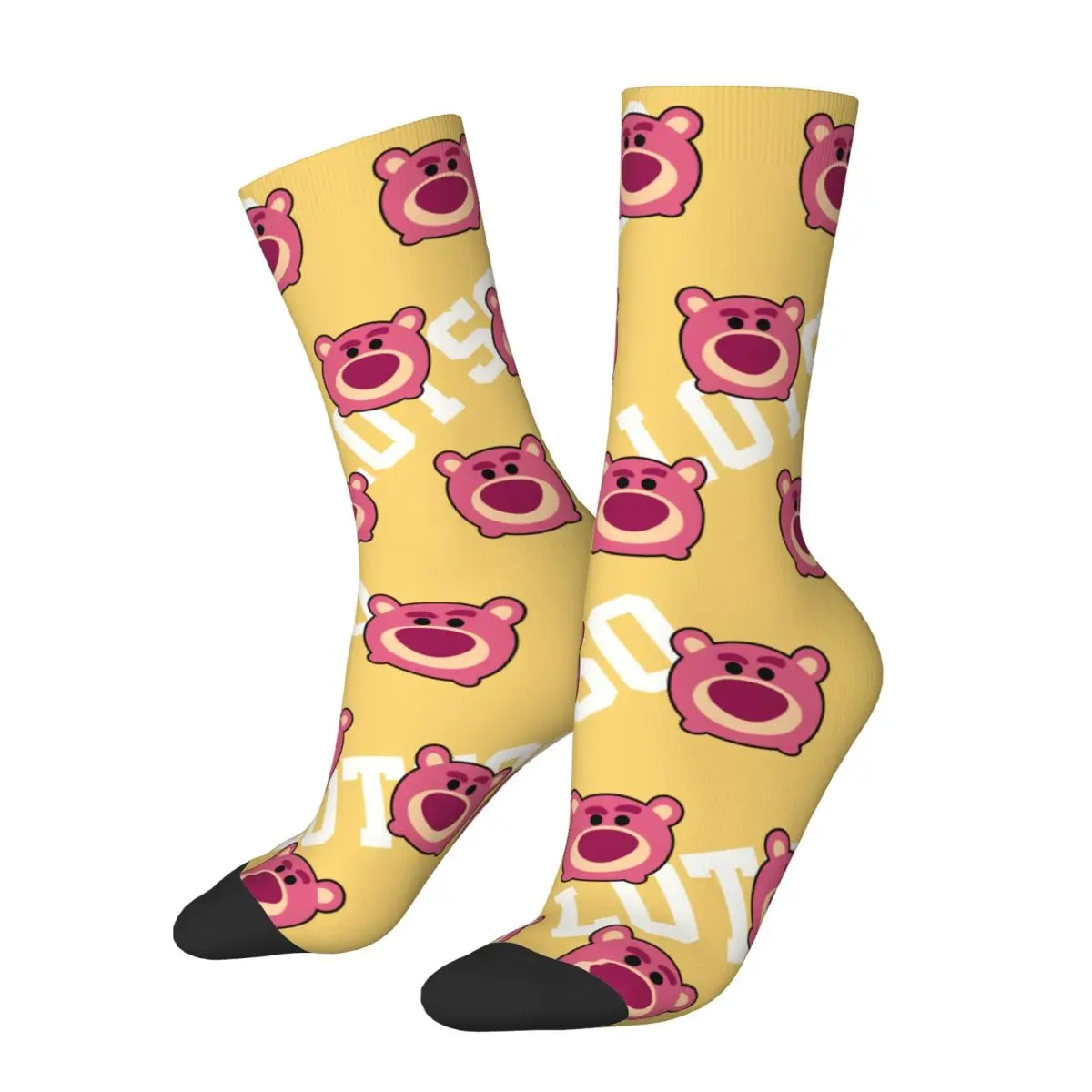 Vintage Strawberry Bear Men's compression Socks Unisex Disney Toy Story Lotso Harajuku Pattern Printed Novelty Crew Sock