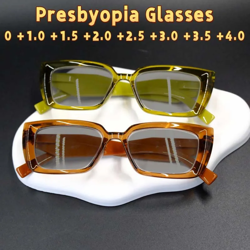 

Fashionable Square Thick Framed Presbyopia Sunglasses Women's High-end Elegant UV Resistant Glasses Diopter To +4.0