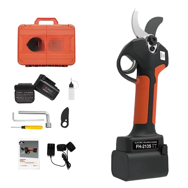 Industrial grade FH-2135 large cutting diameter 45mm 2inch battery garden power tool cordless pruner with toolbox