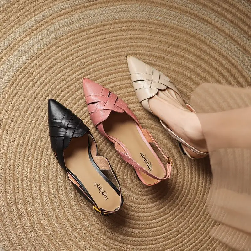 MORAZORA Plus Size 34-42 New Genuine Leather Shoes Women Sandals Pointed Toe 5cm High Heels Party Wedding Shoes - Image 3