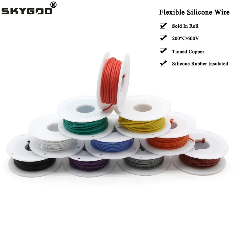 Flexible Silicone Wire In Roll 30/28/26/24/22/20/18/16AWG Silicone Rubber Insulated Tinned Copper Heat-resistant Cable 600V Kit