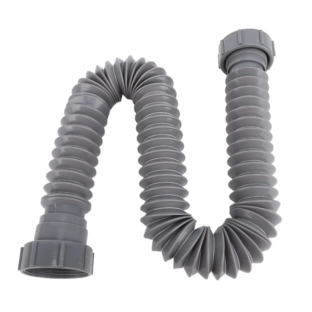1-1/2 Inch Size P Trap Pipe 45mm Inlet Grey Sink Drain Hose 29.53 Inch Extended Length Expandable Kitchen Sink Drainage Kit