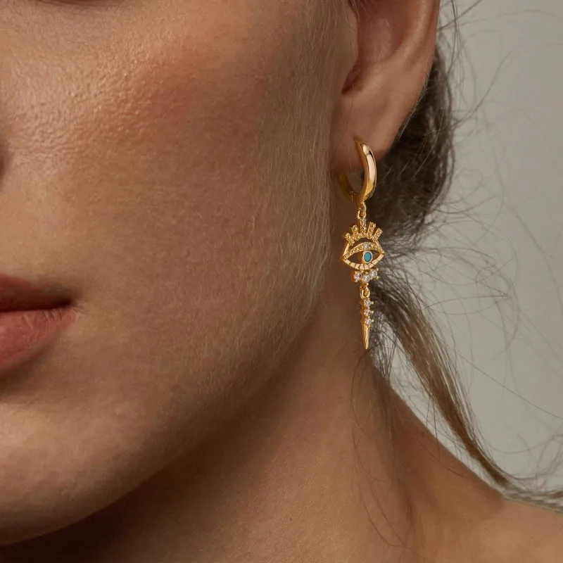 New Fashion Exaggerating Style Earrings Set with Zircon Devil's Eye Pendant Earrings Women's Festival Party Jewelry Accessories image 3