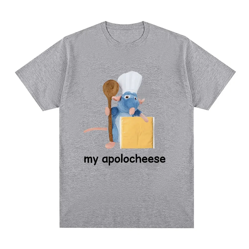 Funny My Apolocheese Rat Plush Cheese T Shirt Mężczyźni Kobiety Odzież Moda Koszulki z krótkim rękawem Lato 100% Bawełna Koszulki Oversize