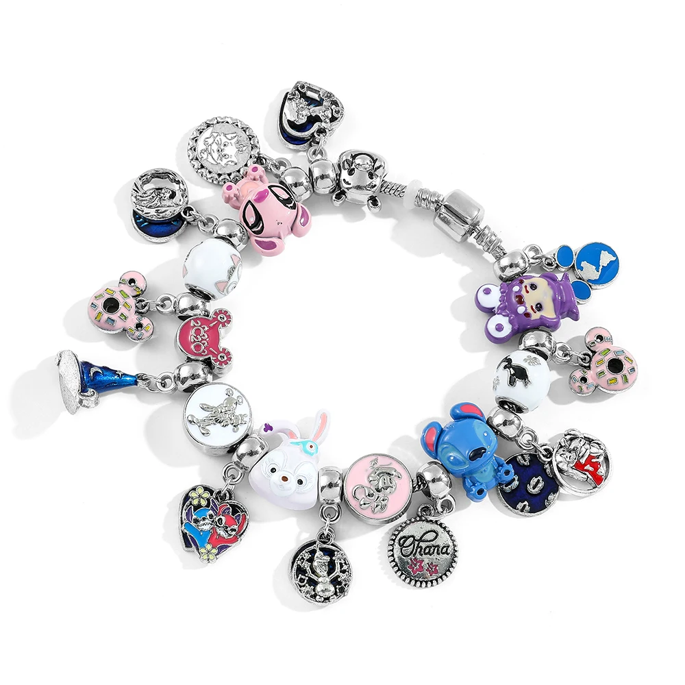 New European and American animated Lilo and Stitch cartoon Stitch bracelet creative DIY alloy Pan family bracelet jewelry