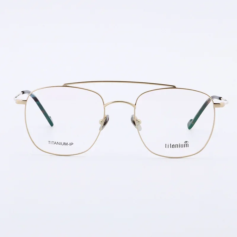 

Square Optical Glasses Frames Double Bridge Eyewear Men Pure Titanium Eyeglasses Frames Prescription Gold Spectacles Light