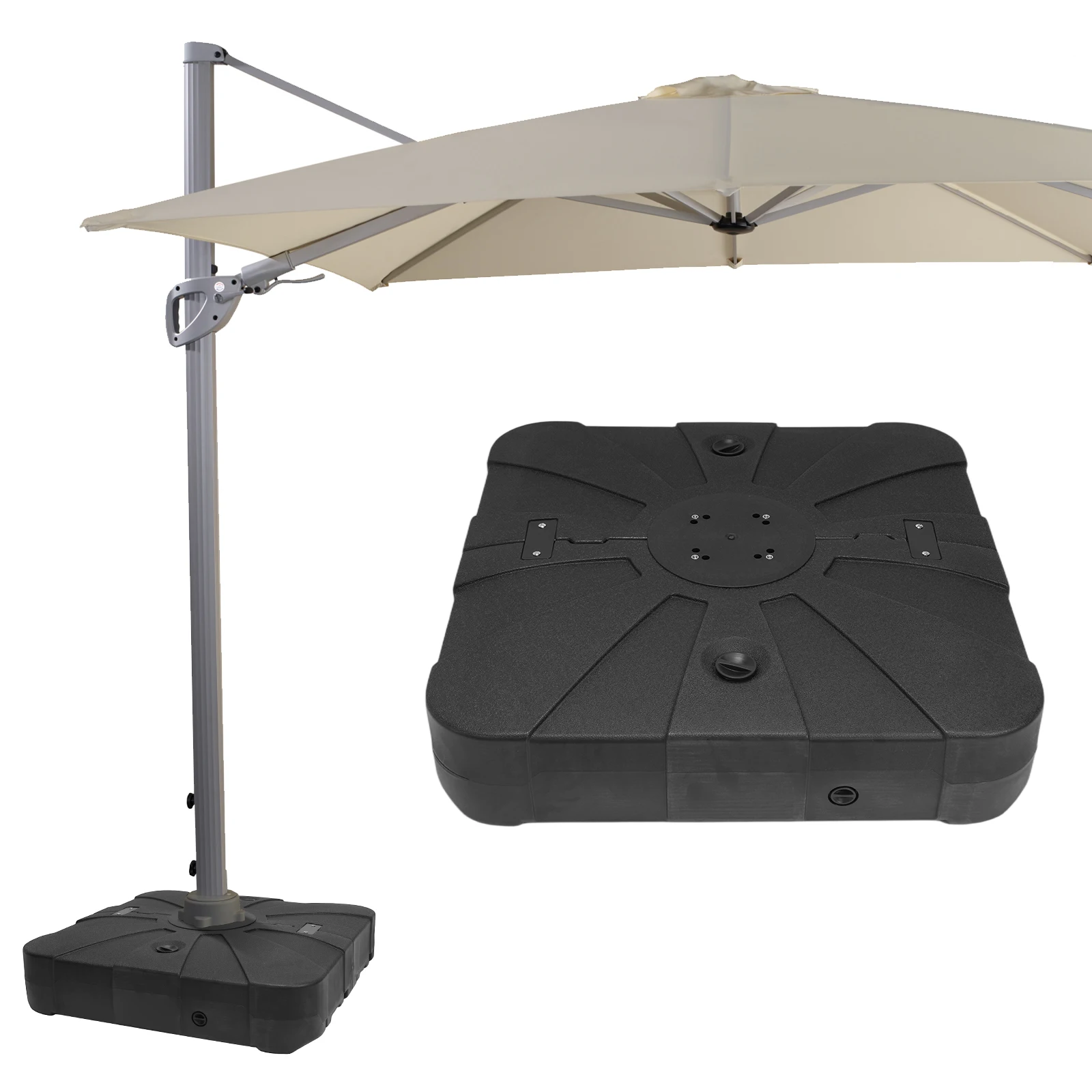 قاعدة مظلة ناتئة حامل مظلة قابل للتعبئة مع قاعدة مظلة فناء بعجلات للفناء الخارجي #3
