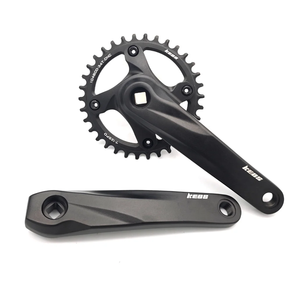 AliExpress KEOS Lightweight Aluminum 104BCD Square Taper MTB Crankset, 32/34/36/38T Narrow Wide Chainring, Black or Silver Optional