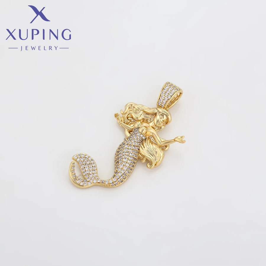 Xuping Jewelry Fish Pendant Beauty Charm Pendant Necklace of Light Gold Color for Wome Ladies Party Gift X000844658