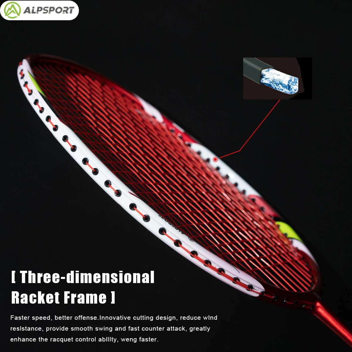 ALPSPORT POWER 3U G5 Full Carbon Badminton Racket 22LBS Strung with Free Bag & Grips | 2Pcs Pro Offensive Set Lightweight ALP