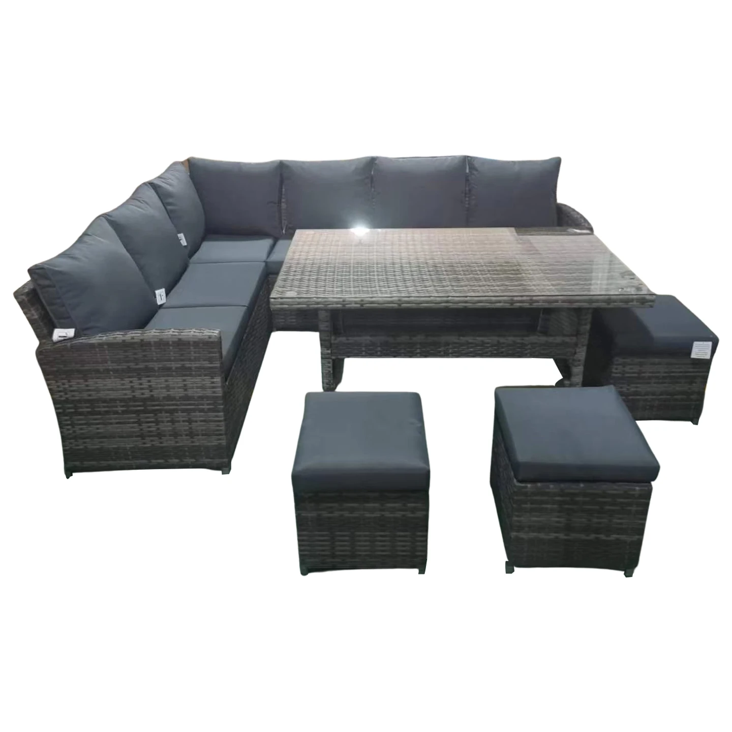 

Garden Patio Backyard Rattan Sofa Furniture PE Wricker L Shaped Section Sofa Set with Table Cheap Wholesale Outdoor 7pcs