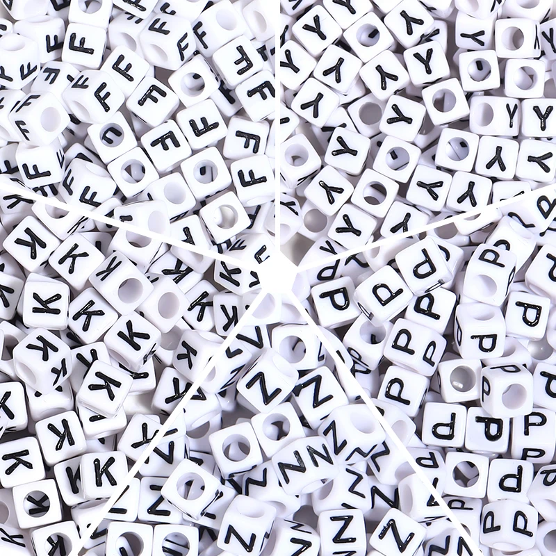 50-100 teile/los Acryl Buchstaben Perlen Quadrat Alphabet Perlen Lose Spacer Perlen Für Schmuck Machen DIY Armband Halskette Zubehör – Detail 3